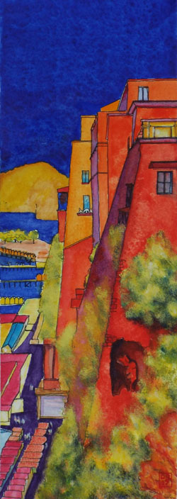 Sorrento, ink and watercolour